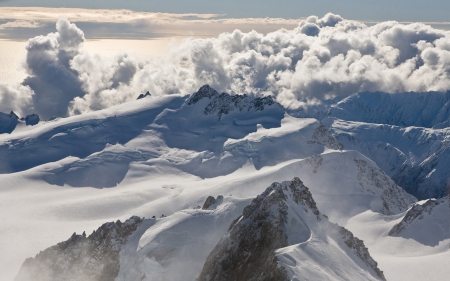 A heli flight over New Zelands Alps - nature, new zealand, snow, alps, mountains