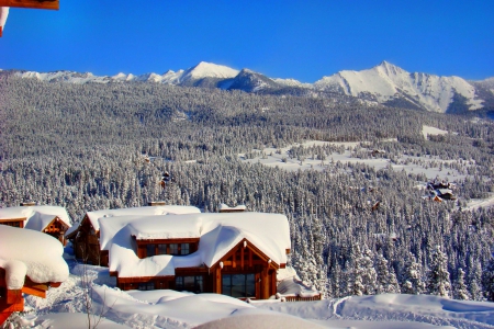 Winter - winter, homes, mountain, forests