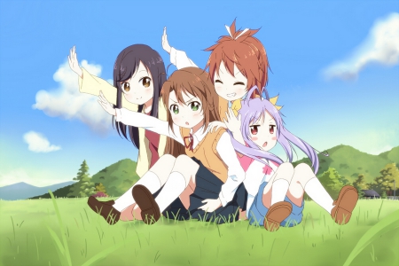 nyan passe (non non biyori) - cute girls, non non biyori, pretty girls, natsumi, long hair, renge, komari, hotaru