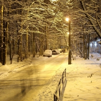 lonely town street on a winter night