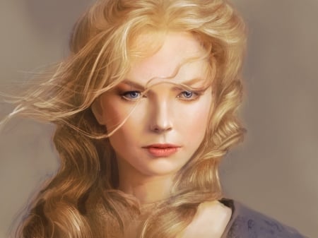 Blonde - girl, blonde, face, art, hair