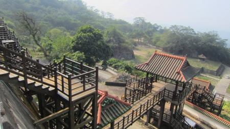 Temple staircase - staircase, Temple, mountain, garden