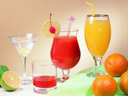 Drinks - drink, citrus, drinks, glasses, food, fruit, wine glasses, fruits