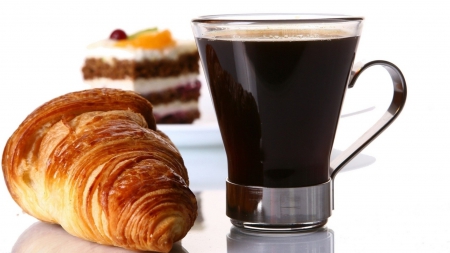 Coffee and Croissant - coffee, drink, food, drinks, croissant, coffee and croissant