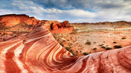 gorgeous design in desert sandstone - clouds, design, desert, rocks