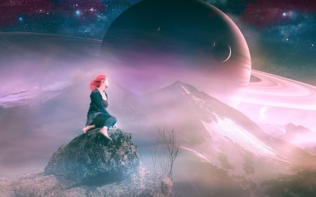 *** Dreams of the Moon *** - space, moons, dreams, girl