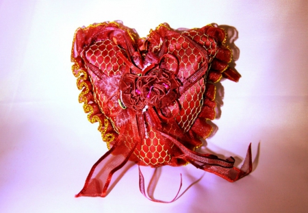 ~ Red Lacey Heart - Lace, Valentines, heart, Ribbons