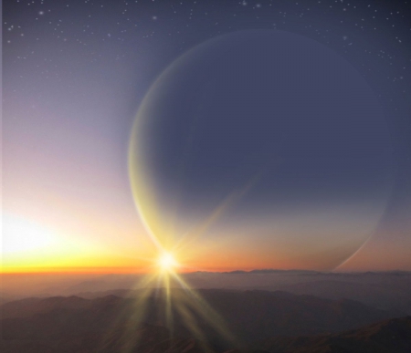 Habitable-zone-ph2b-moon - Moon, Moon with Sunset, Habitable planet, Habitable-zone