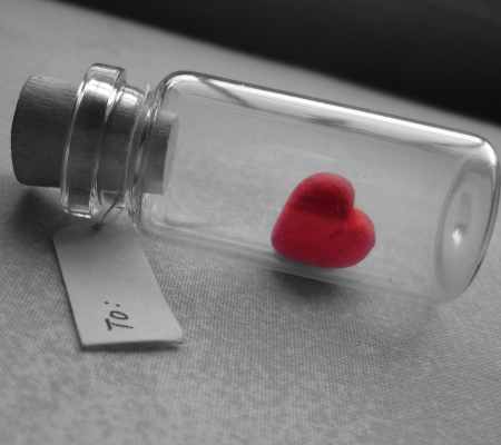 To You - beauty, love, heart, note, black, lovely, grey, pretty, red, beautiful, sweet, bottle, cute, abstract 3d