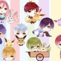 anime kuroko no basket with pokemon in chibi