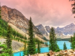 fantastic lake moraine in alberta canada hdr