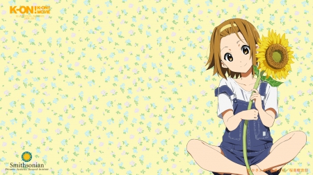 ~Tainaka Ritsu~ - tainaka ritsu, flowers, short hair, k on, anime, sunflower, brown hair