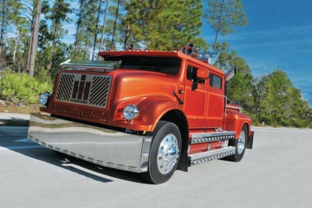 1995-International-Crew-Cab - 1995, chrome, sunset orange, truck