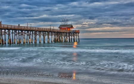 Ocean View - clouds, beach, splendor, sea, ocean, sand, pier, sunset, nature, ocean waves, waves, sky, ocean view