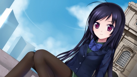 Pretty Girl - beautiful, sky, anime, girl