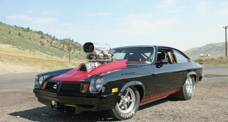 1974-Chevy-Vega-Supercharged-Big-Block - vega, classic, black, gm