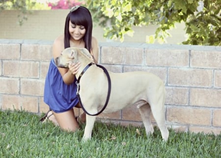 A Girl and Her Dog - dog, pet, animal, best friend