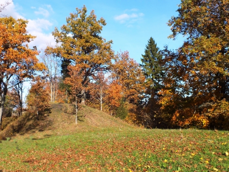 Autumn.  Buse castle mound. - nature, others, landscape, history