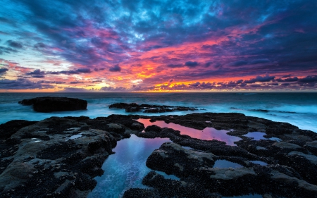 Serene Sunset - ocean, ocean view, sky, clouds, splendor, sunset, sea, nature, colors