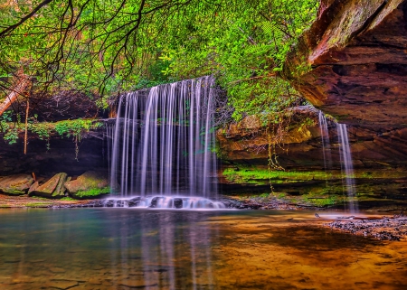 Waterfall - river, forest, rocks, Waterfall