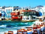 restaurant in a seaside greek town