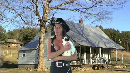 Cowgirl And Her Pet - fun, female, rabbits, hats, fashion, western, farms, cowgirls, style, rodeo, ranch