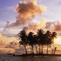 small ocean island at sunrise