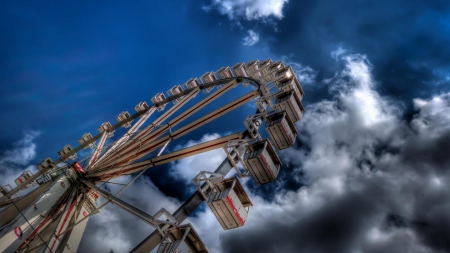 big wheel under big sky hdr - large, clouds, hdr, ferris wheel, sky