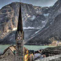 wonderful church in hallstatt austria hdr