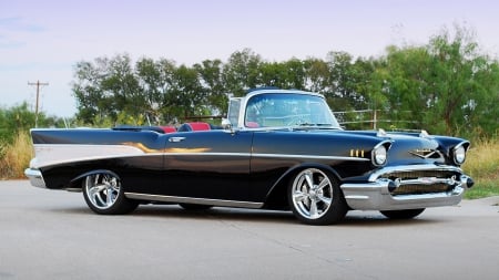 57-Chevy-Conv - black, gm, 1957, muscle car