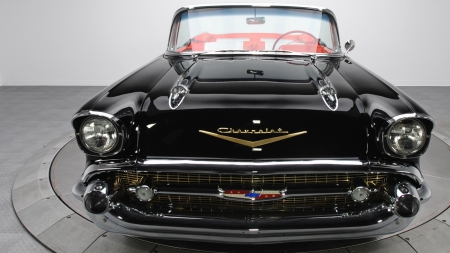 classic chevrolet bel air convertible - black, car, convertible, classic