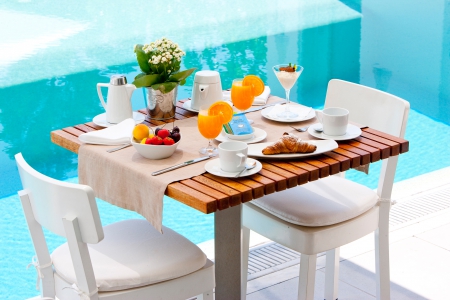 Breakfast - drink, drinks, beautiful, breakfast, food, poolside-