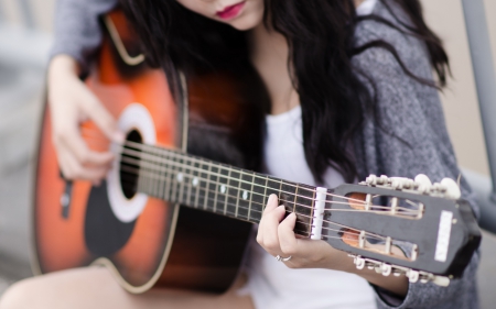 Song for her - women, guitar, photo, model