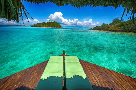 Private Island Bliss Bora Bora - lagoon, blue, pacific, beach, island, private, polynesia, sand, tahiti, aqua, holiday, exotic, paradise, south, luxury, water, reef, sea, ocean, islands, coral, tropical, bora bora, clear, teal