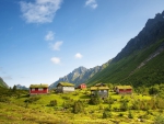 norwegian village in a green valley