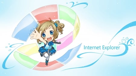 Internet Explorer - skirt, aizawa inori, blue eyes, internet explorer, colorful, microsoft, anime