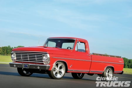 1967-Ford-F100-Ranger - classic, 1967, red, truck