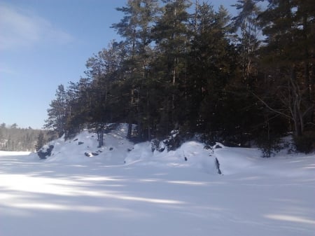 ~~; Out on frozen Anstruther Lake ;~~ - snow, lake, frozen, winter