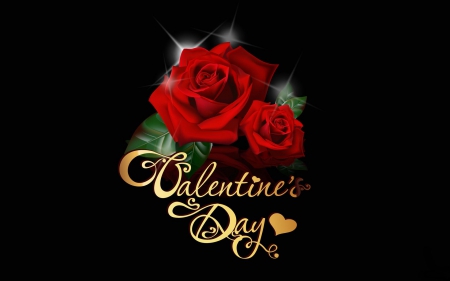 Valentine's Day - valentines, roses, red, heart, valentines day, valentine, black, gold