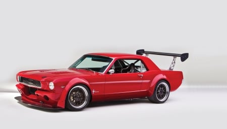 1966 Ford-Mustang - red, ford, classic, wing