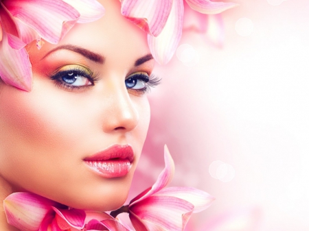 Pretty face - face, pink, woman, model