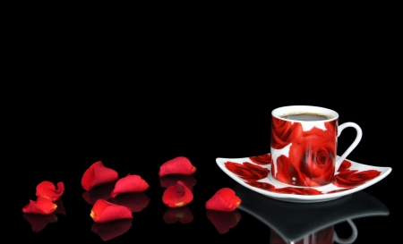 * Coffee and petals * - petals, cup, romantic, coffee