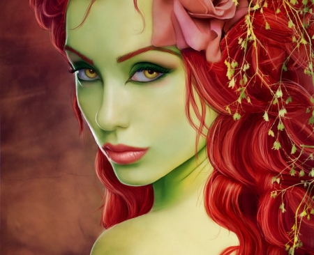 Poison Ivy - poison, red, green, ivy, poison ivy, fantasy