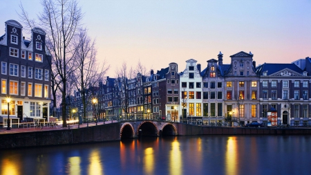 Amsterdam, Netherlands - town, beautiful, old, old town, Amsterdam, travel, Netherlands, buildings