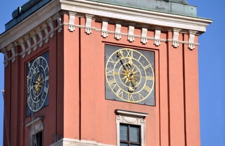 Clock Tower of  Royal Castle, Warsaw - Clock, castes, travel, Clock Tower of  Royal Castle, architecture, Warsaw, Tower, old, Clock Tower, Clocks, castle, Royal Castle