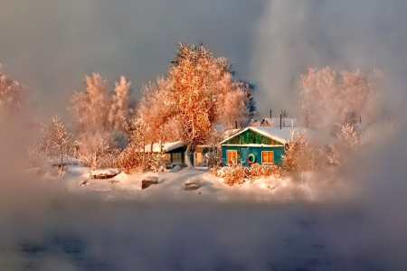 Winter - snowflakes, splendor, snow, photo, sky, sun, trees, winter, beautiful, photography, lovely, tree, wonderful, ice, nature, snowflake, cold