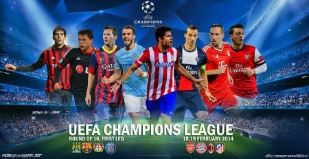 UEFA CHAMPIONS LEAGUE , FIRST KNOCKOUT ROUND - nike, kaka, champions league, franck ribery, diego costa, mesut ozil, psg, cristiano ronaldo, zlatan ibrahimovic, arsenal, lionel messi, man city, negredo, uefa champions league, manchester city, atletico madrid, champions league wallpaper, ac milan, bayern munich, abstract, fc barcelona wallpaper, zlatan, adidas