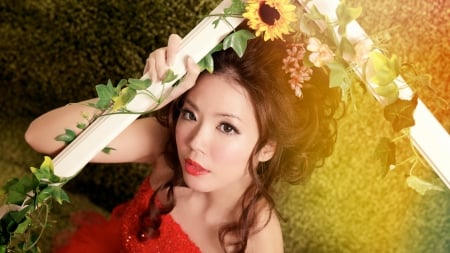 Oriental - oriental, flower, women, model