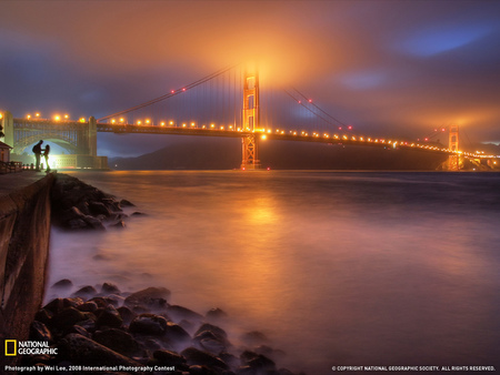 Romantic Golden Gate Bridge - california, golden gate, icon, bridge, mist, san francisco