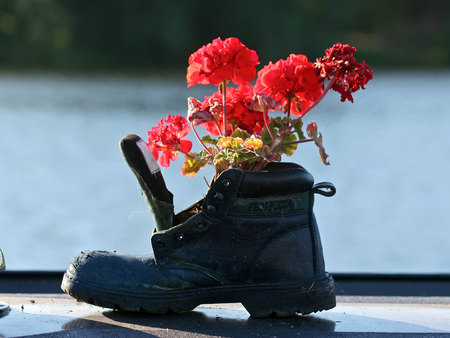 Unique Decoration - center piece, boot, unique, flowers, decoration